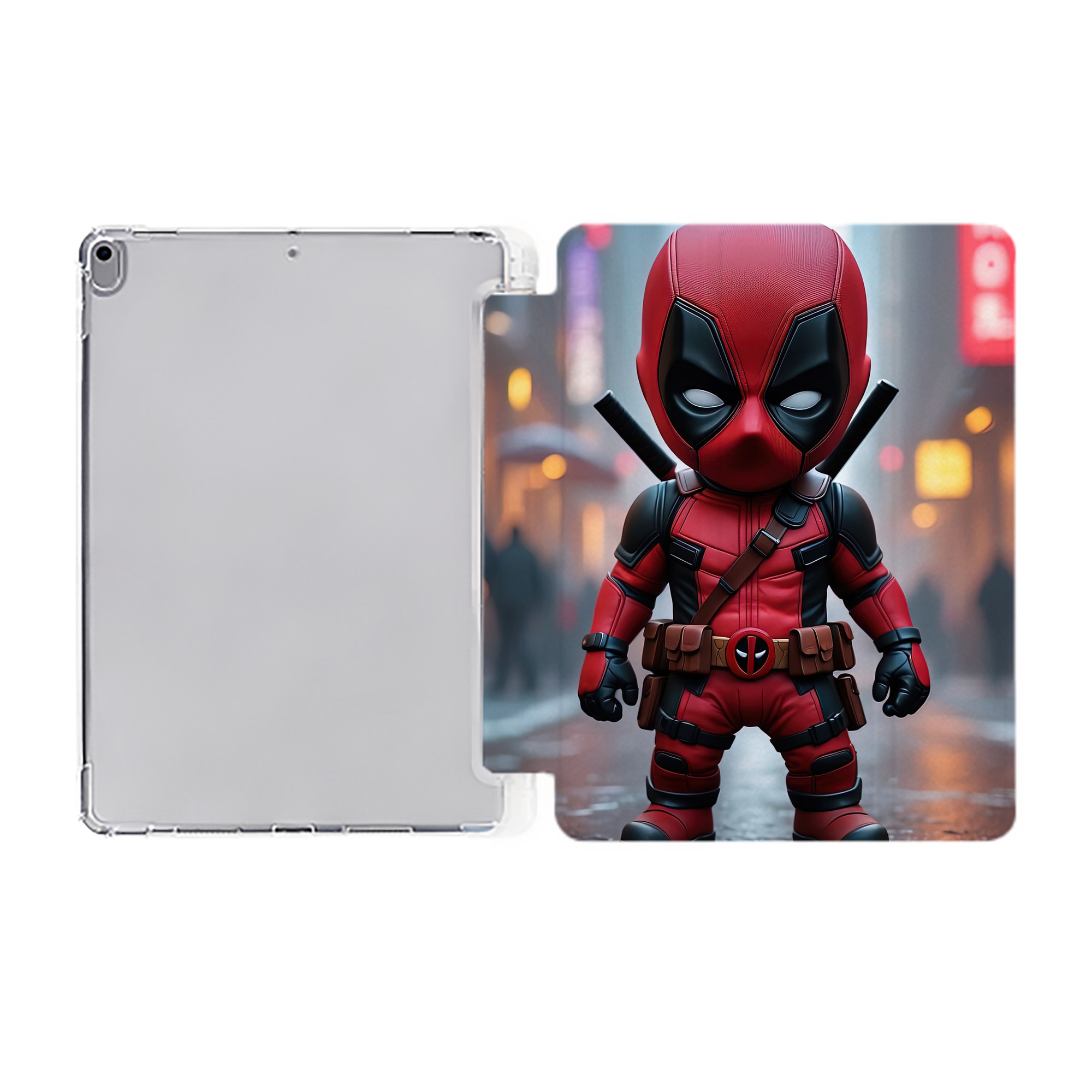 （画像用） Deadpool デッドプール IPad ケース ペン収納付き 三つ折りスタンド PUレザー×シリコン 対応機種9.5/10.5/10.9インチ